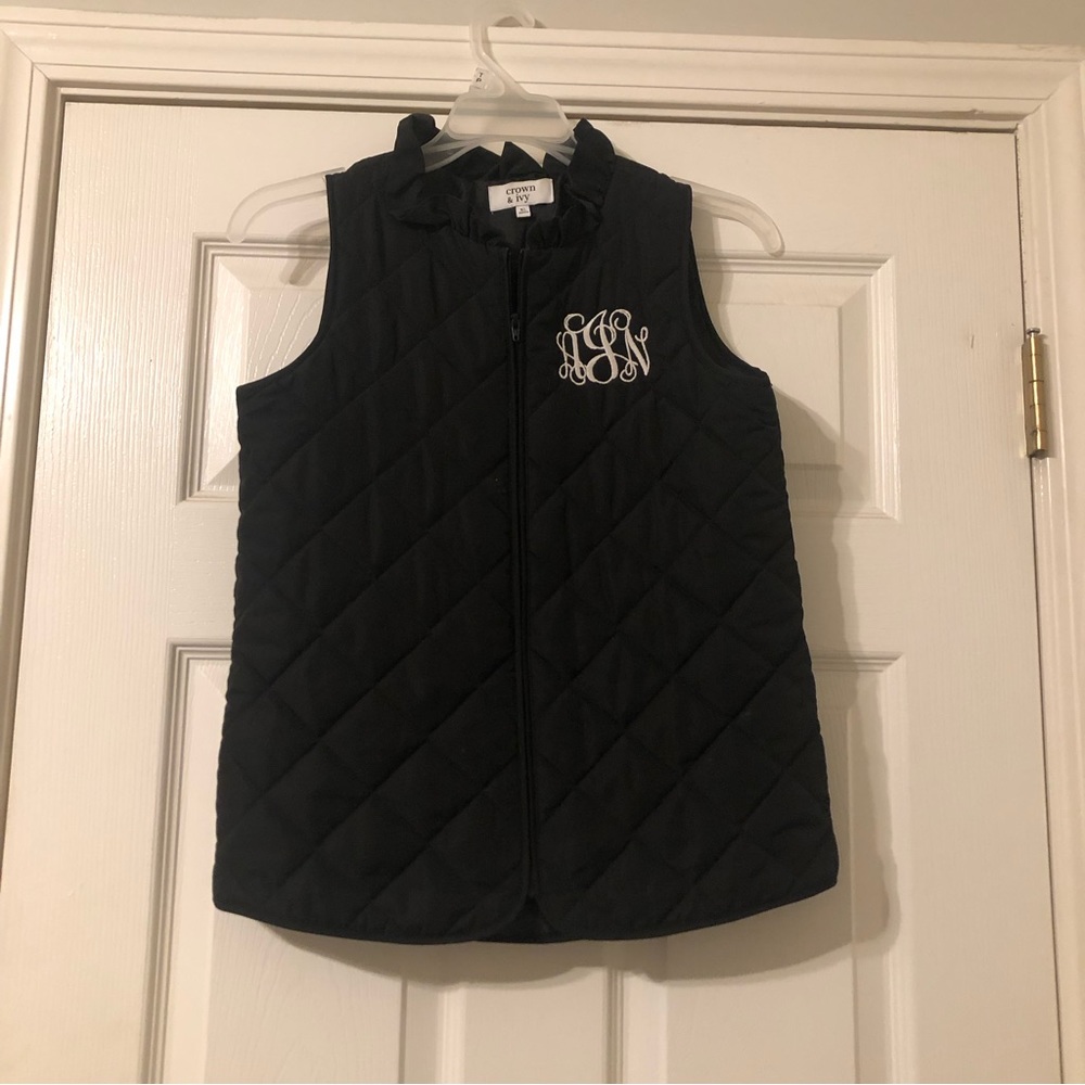 Monogrammed Black Crown and Ivy XL Kids Vest